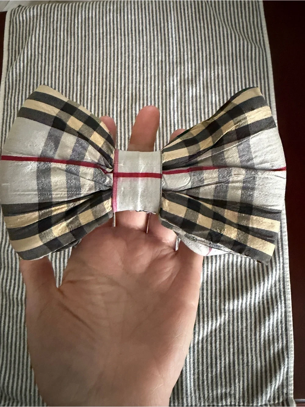 Plaid Bow Tie Dog Collar in Gray & Black - Classic Finish